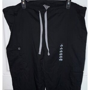 WonderWink Unisex Classic Fit Black Scrub Pants Solid Medical Size L